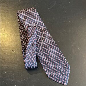 Dior Blue and Red Geometric Silk Tie